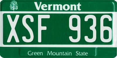 VT license plate XSF936