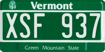 VT license plate XSF937
