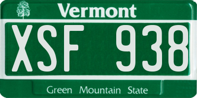 VT license plate XSF938