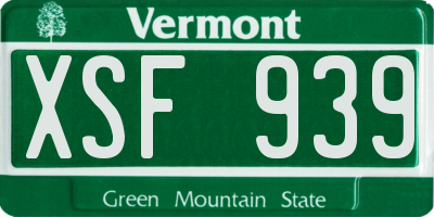 VT license plate XSF939