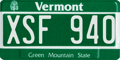 VT license plate XSF940