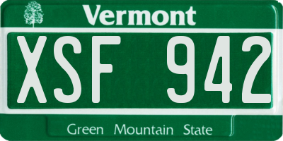 VT license plate XSF942