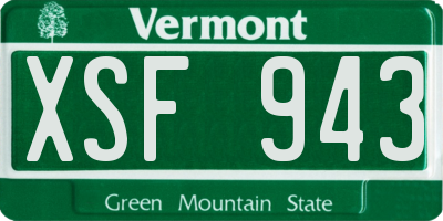VT license plate XSF943