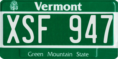 VT license plate XSF947