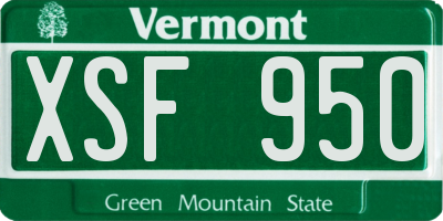 VT license plate XSF950