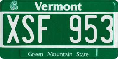 VT license plate XSF953