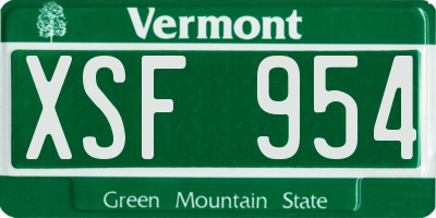 VT license plate XSF954