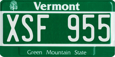 VT license plate XSF955