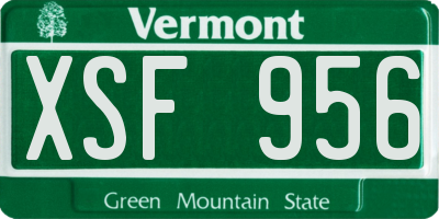 VT license plate XSF956