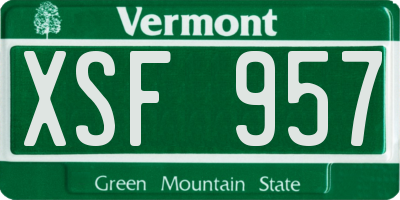 VT license plate XSF957
