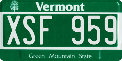 VT license plate XSF959