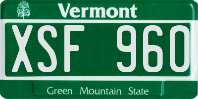 VT license plate XSF960