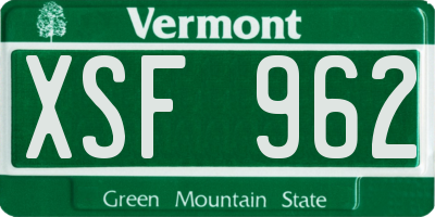 VT license plate XSF962