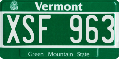 VT license plate XSF963