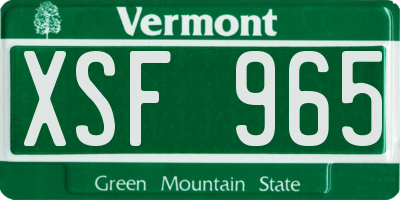 VT license plate XSF965