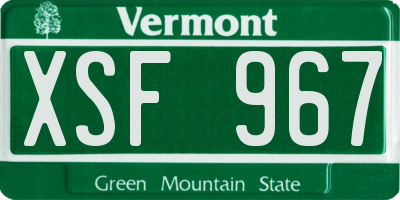 VT license plate XSF967