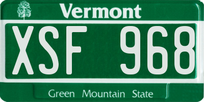 VT license plate XSF968