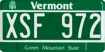 VT license plate XSF972