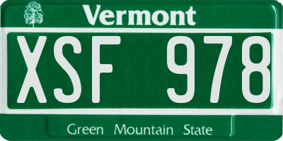 VT license plate XSF978