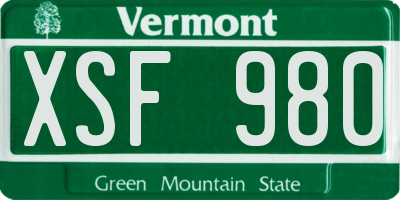 VT license plate XSF980