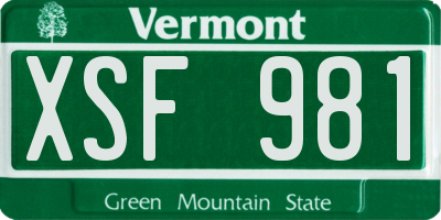 VT license plate XSF981