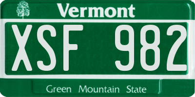 VT license plate XSF982