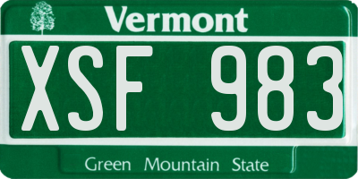 VT license plate XSF983