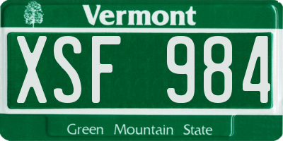 VT license plate XSF984
