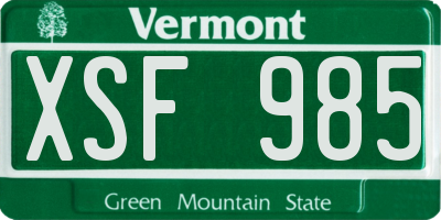 VT license plate XSF985