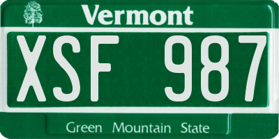 VT license plate XSF987