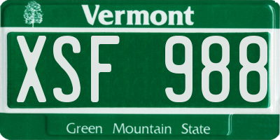 VT license plate XSF988