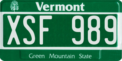 VT license plate XSF989
