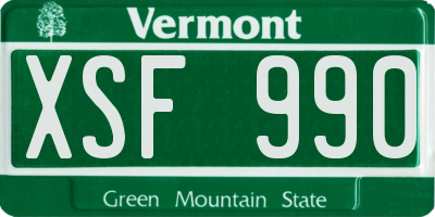 VT license plate XSF990