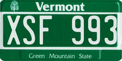 VT license plate XSF993