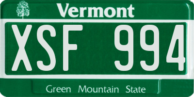 VT license plate XSF994
