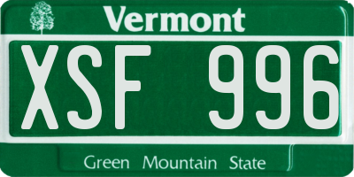 VT license plate XSF996