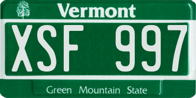VT license plate XSF997