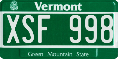 VT license plate XSF998