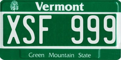 VT license plate XSF999