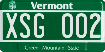 VT license plate XSG002