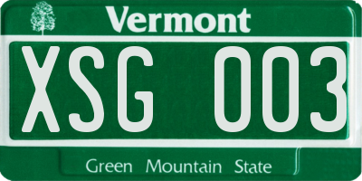 VT license plate XSG003