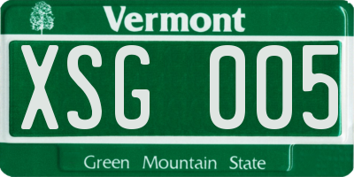 VT license plate XSG005