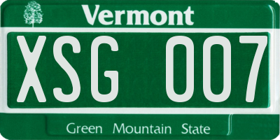 VT license plate XSG007