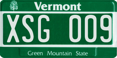 VT license plate XSG009