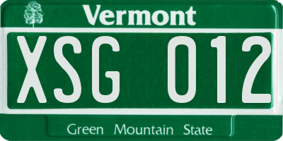 VT license plate XSG012