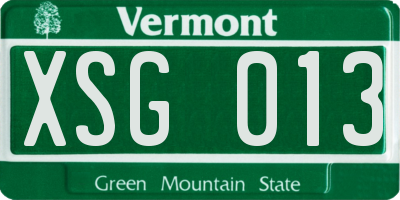 VT license plate XSG013