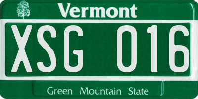 VT license plate XSG016