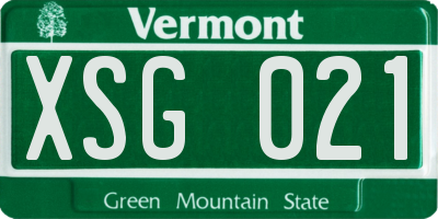 VT license plate XSG021