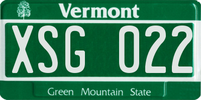 VT license plate XSG022