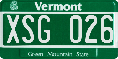 VT license plate XSG026
